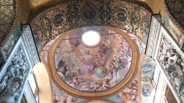 Sicilia turistica insolita e sconosciuta - Chiesa di S. Maria dell'Ammiraglio (Martorana o S. Nicolò dei Greci): affreschi barocchi della cupola.